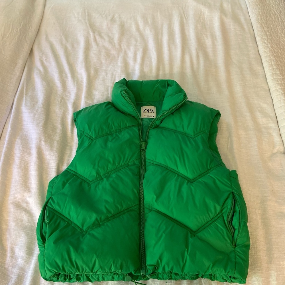 Zara Green Puffer Vest